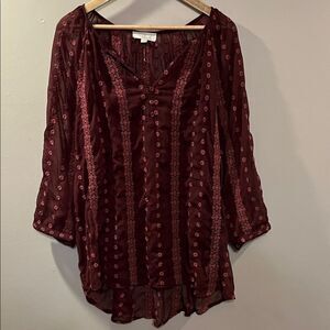 Olive & Oak Sheer Patterned Blouse